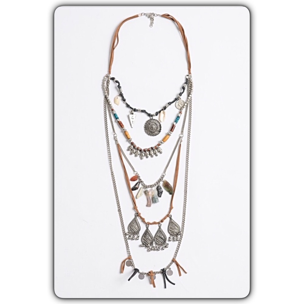Boho Festival Gypsy Layered Statement Necklace - Picture 6 of 8